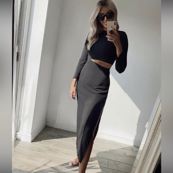 Zara Black Long Sleeve Dress with Unique Cutout - Picture 11 of 15